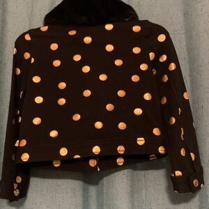 Chic Black Jacket with Gold Polka Dots